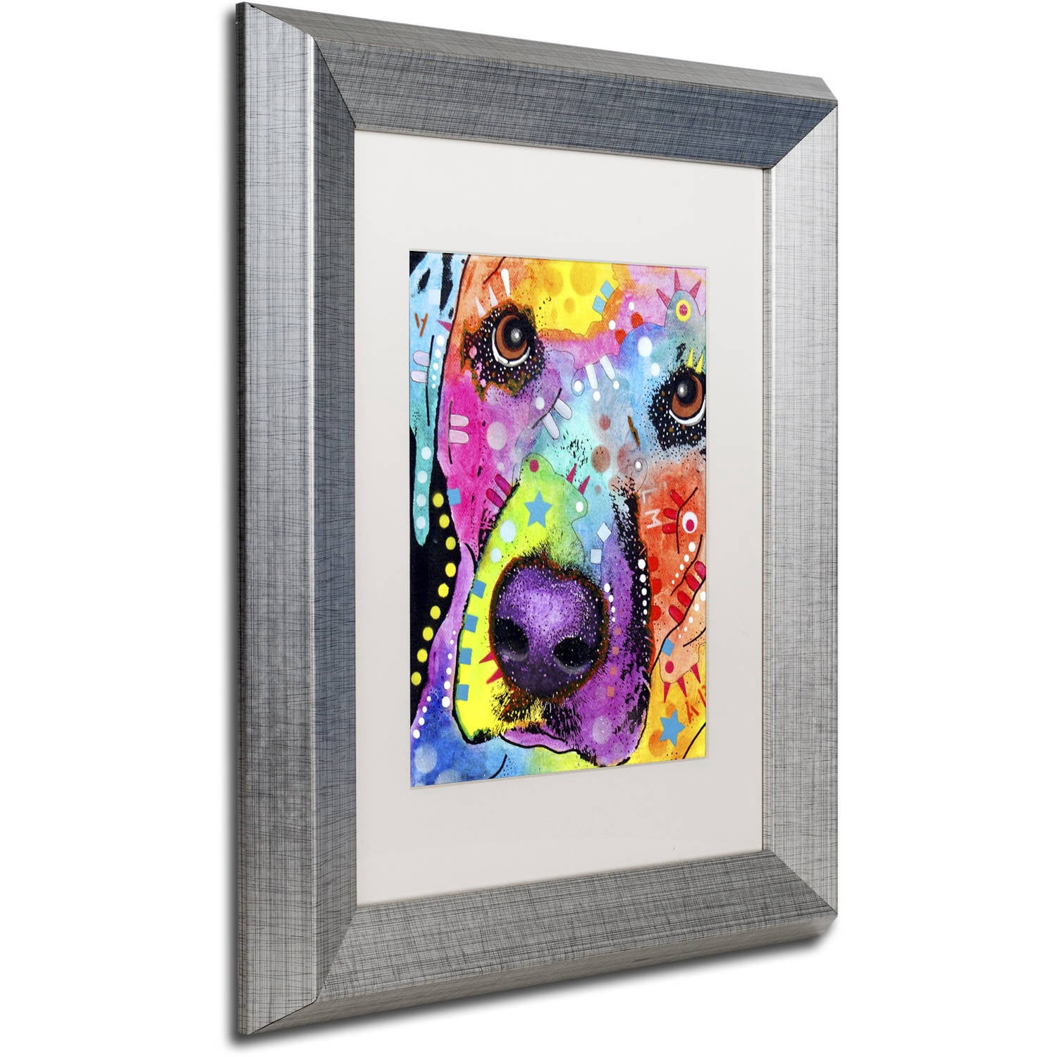 Trademark Fine Art "Closeup Labrador" Canvas Art by Dean Russo, White Matte, Silver Frame