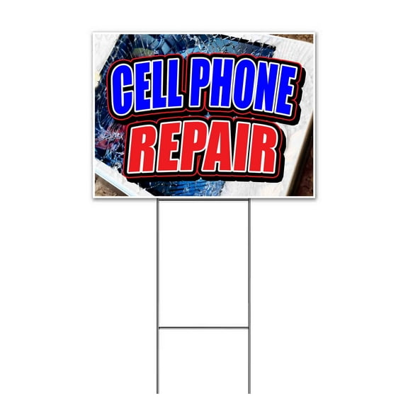Cell Phone Repair (18" x 24") Yard Sign, Includes Metal Step Stake