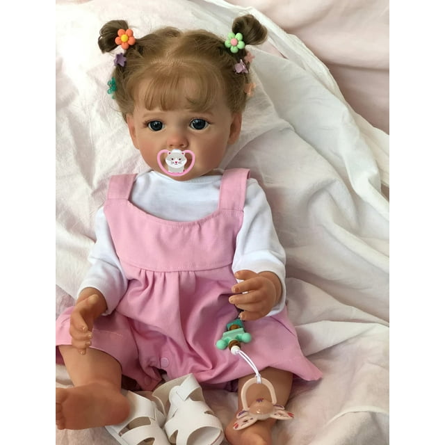 Muñeca Reborn Terabithia, 55 cm, cabello enraizado a mano, todo el cuerpo