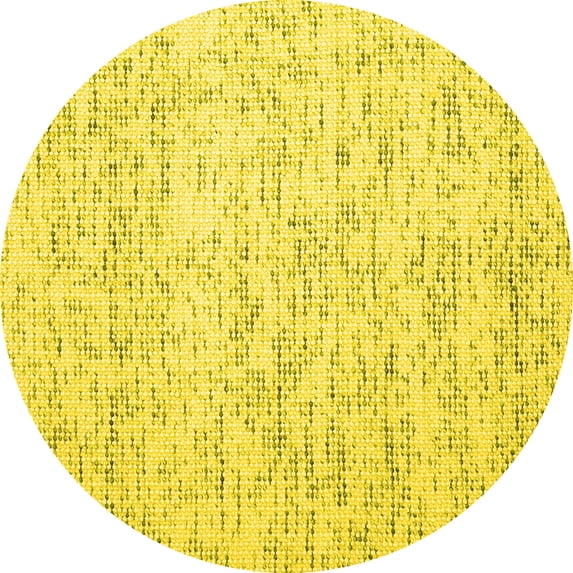 Ahgly Company Indoor Round Abstract Yellow Contemporary Area Rugs, 7' Round