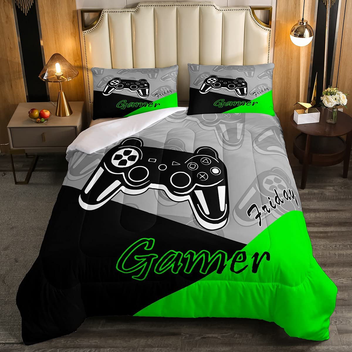 Video Gamer Comforter Reversible Sheet Set Teens Boy ~FULL Junior Controller 8P 