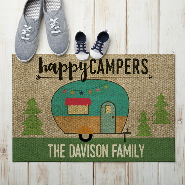 Happy Campers Personalized Doormat, Personalized Welcome Mats Outdoor