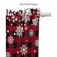 thumbnail image 5 of Faux Linen Valances for Windows Christmas White Snowflake Snow On Black and Red Plaid Curtains Valance Light Filtering Rod Pocket Small Window Treatment for Kitchen Living Room Bedroom 60x18In, 5 of 6