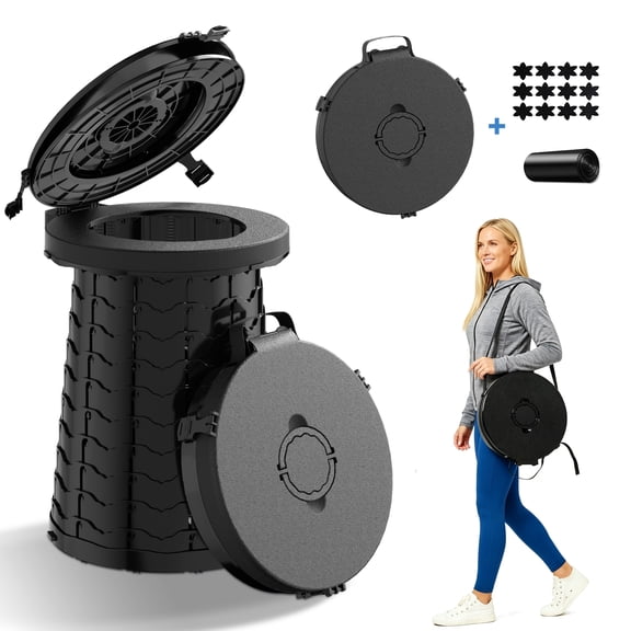 Portable Toilet for Camping,380lbs Capacity-19.7" H ,Collapsible Luggable Loo for Camping/Travel/Hiking/Car