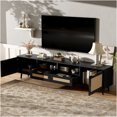 thumbnail image 2 of JERFIT 85 Inch TV Stand, Modern Farmhouse Entertainment Center with Rattan Doors & Solid Wood Legs, Media Console Cabinet for Living Room, Bedroom, 2 of 10