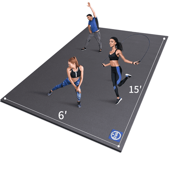 Premium Large Exercise Mat 6' x 15' x 7mm, High-Density Workout Mats for Home Gym Flooring, Non-Slip, Extra Thick Durable Cardio Mat, and Ideal for Plyo, MMA, Jump Rope