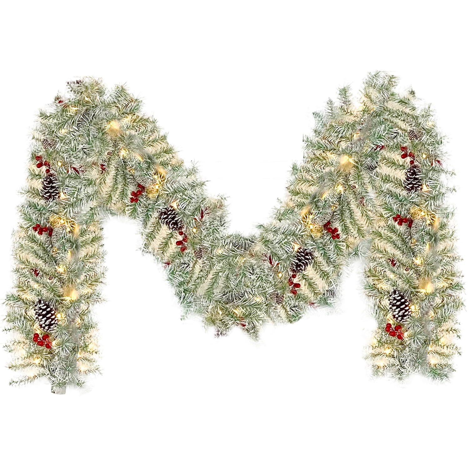 Kadyn 4-Piece Pre-lit Set Christmas Decorations, Christmas Fireplace Decorations, Front Porch Christmas Decorations, Artificial Christmas Garland, Wreath and Set of 2 4ft Christmas Tree, Retro White