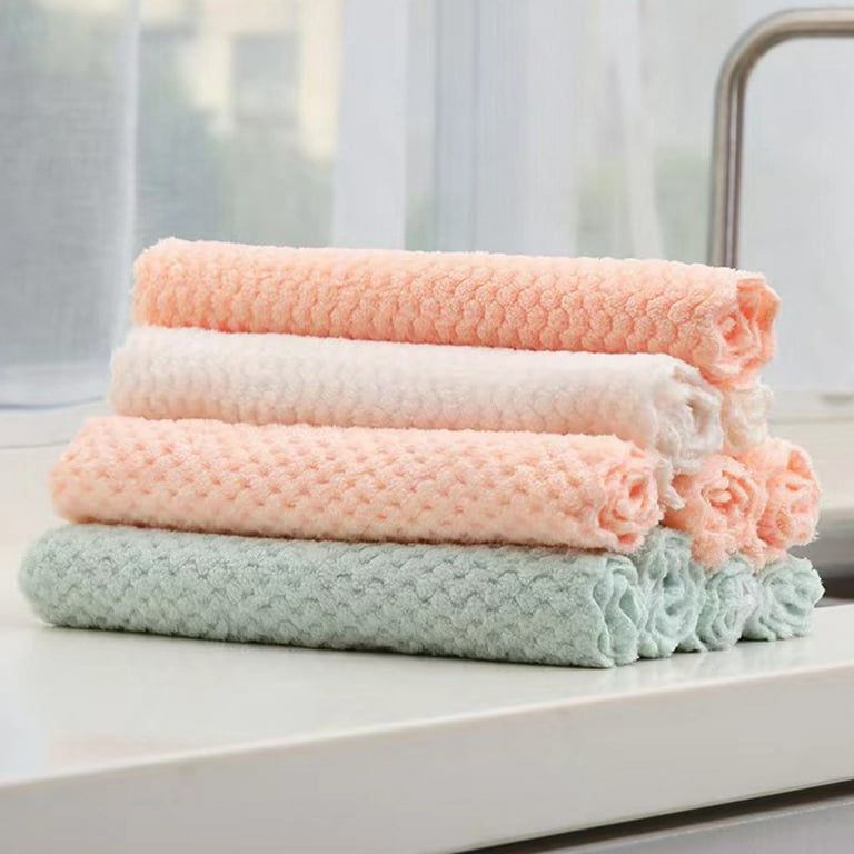 Mouind 10 Pack Premium Dish Towels for Kitchen Bulk Coral Velvet Kitchen Towels and Dishcloths Set 100 Cotton Terry Kitchen Towels Dish Rags 10x10