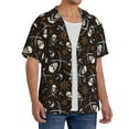 thumbnail image 4 of KLL Pirate Skulls Print Men's Shirt Short Sleeve Button Down Summer Cuba Beach Shirts- Medium, 4 of 7