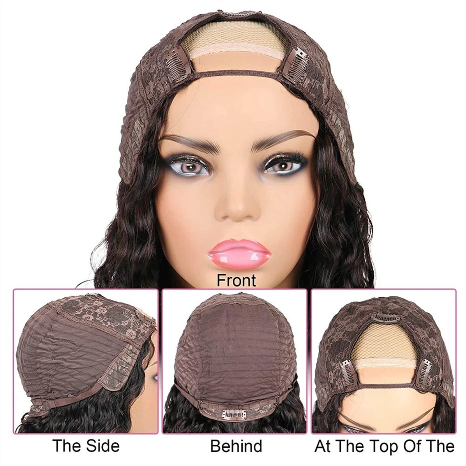 U Part Wig Kinky Curly Wigs for Black Women, 10-26 inch Human Hair U Shape Clip in Wigs Curly U Part Remy Human Hair Extension