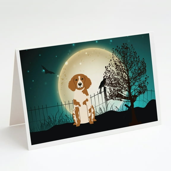 Caroline'sTreasures Scary Brittany Spaniel Halloween Greeting Cards with Envelopes, 5" x 7" (8 Count)