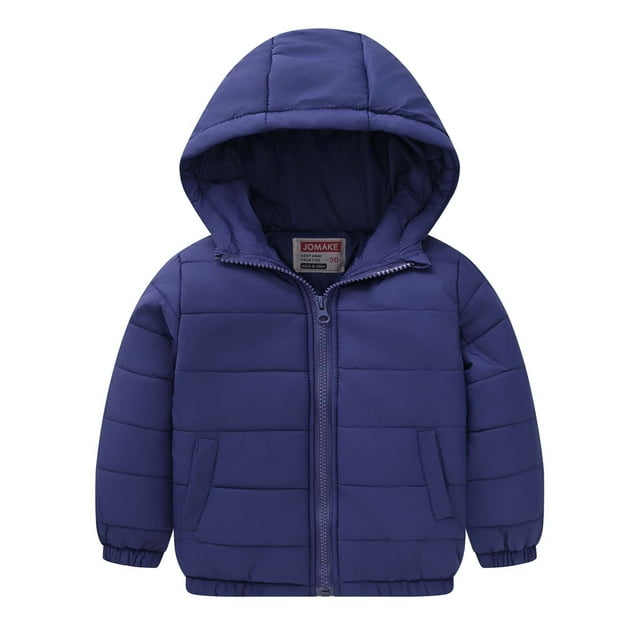 Boys And Girls Hooded Pockets Solid Color Soft Lightweight Cotton Jacket