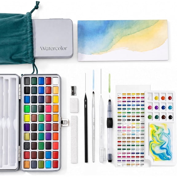 50 Colors Watercolor Set,Art Supplies Portable Art Kit