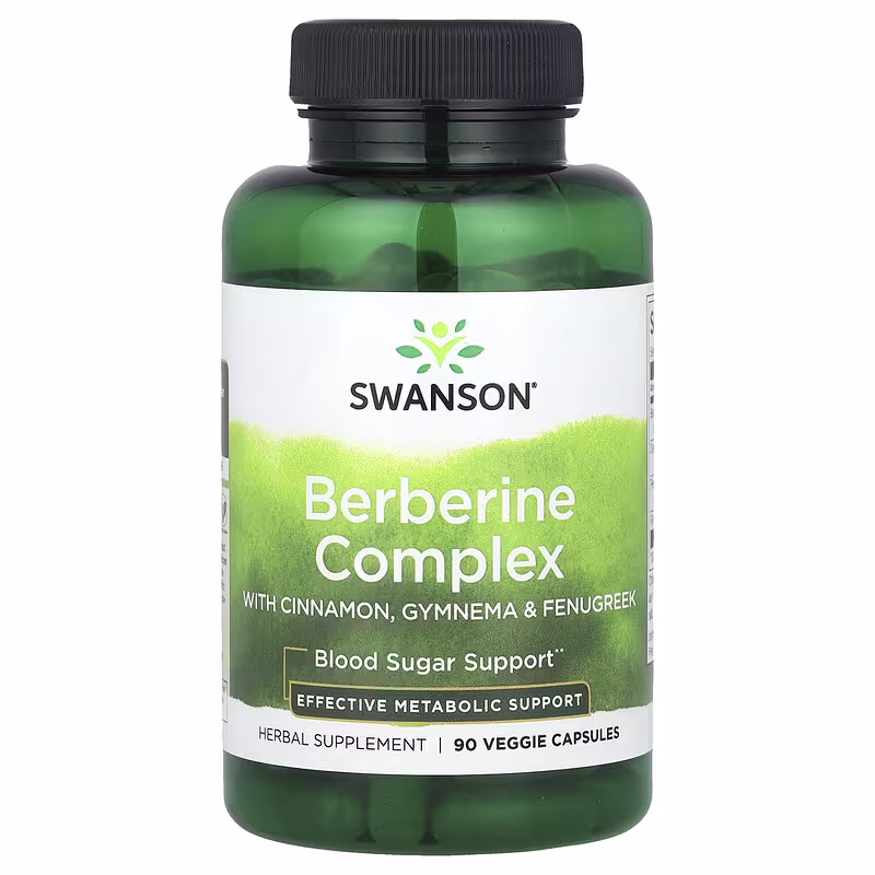 Swanson Berberine Complex with Cinnamon, Gymnema & Fenugreek - Herbal Supplement Promoting Cardiovascular Health, Blood Sugar Support, and Healthy Glucose Metabolism - (90 Veggie Capsules)
