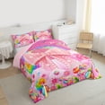 thumbnail image 3 of Manfei Kawaii Bowtie Bow Full Size Comforter Sets,Colorful Fairy Tale Bedding Comforter Set,Cartoon Daisy Candy Pattern Bedding Sets For Girl Kids,Breathable Home Decor Reversible,3-Piece, 3 of 8