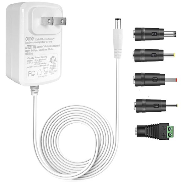 Gonine 24V 1A Christmas Tree Power Adapter White, 110-240V AC to DC 24V 1A Charger for LED Lights, Essential Oil Diffuser, Massage Gun and 24Vdc 0-1000mA Devices and More