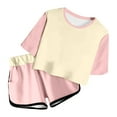 thumbnail image 4 of TOOYOU Girls Summer Outfit Sets Print Short Sleeve Top And Shorts Set Cute Round Neck Pocket Casual Outfit For Teens And Juniors Girls Playtime Outfits Size 9-10 Years Pink, 4 of 5
