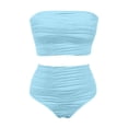 thumbnail image 5 of Swimsuits for Women 2025 Swimwear Tankini Set Adjustable Straps Ruffle Design Beach Cover Up Outfit Summer Swim Suit 2Pcs Bikini Alternative Light Blue L, 5 of 5