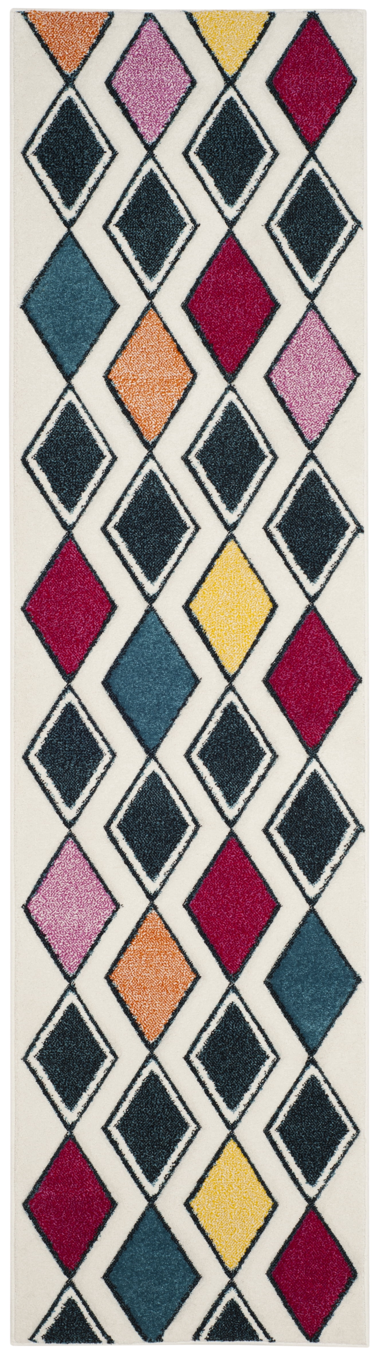 Safavieh Hollywood Ronni Geometric Runner Rug, Ivory/Peacock Blue, 2'3" x 10'