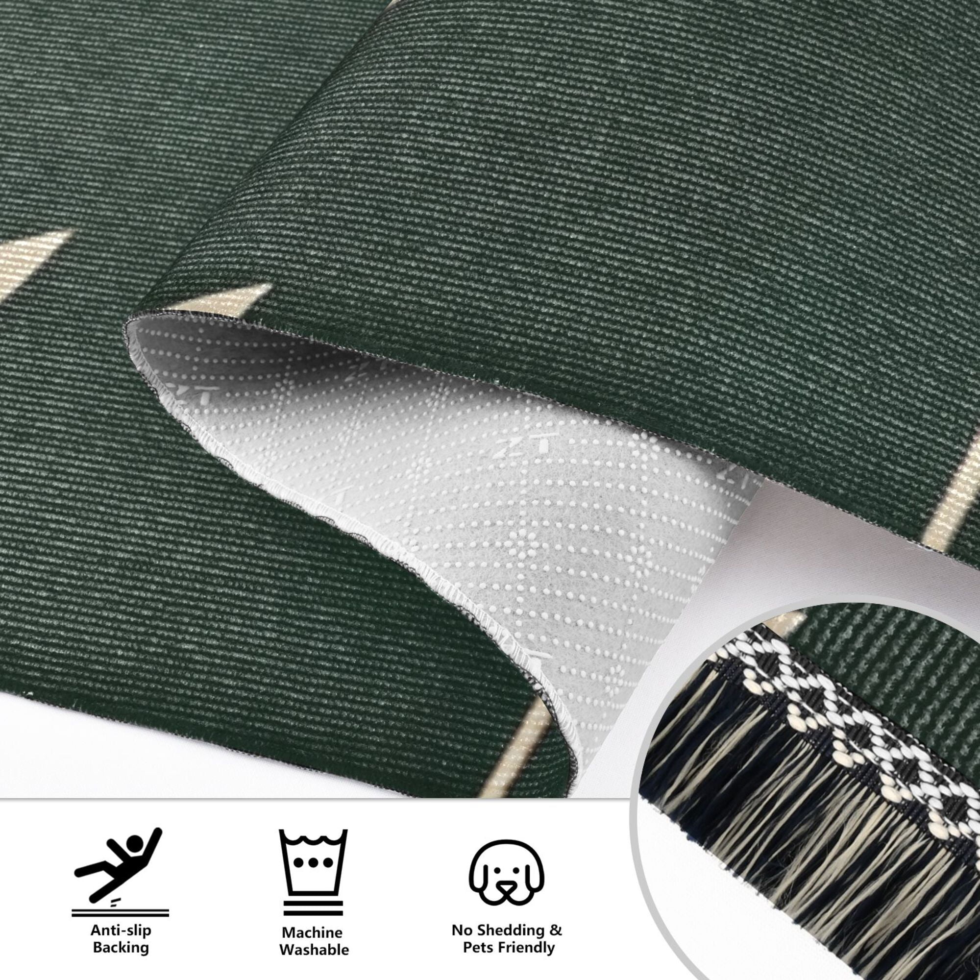 Yayeee Runner Rug for Bedroom 2'x6' Machine Washable Hallway Non Slip Mat, Green Plants