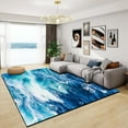 thumbnail image 3 of 4x8ft Ocean Beach Theme Area Rug, Sea Waves Crystal Velvet Area Rug For Living Dining Room Bedroom Home Decorative, Soft Non-Shedding Carpet Floor Mats Stain Resistant Washable, 3 of 7