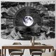thumbnail image 4 of Tapiz de luna y estrella, tapices de nubes, tapiz negro, tapiz psicodélico de montaña para habitación, 4 of 5