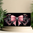 thumbnail image 6 of 1 Pcs 2D Flat License Plate Covers & Frames, Pink Bow with Ornamentation For Decorative Front, Waterproof For Decoration Aluminum License Plate Covers & Frames Cover For Men Women, 12" X 6", 6 of 7