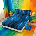 thumbnail image 2 of meiyoeat Gradient Lines Texture Queen Sheets,Neon Blue Black Queen Sheet Sets,4Pcs,1 Flat Sheet,1 Fitted Sheet And 2 Pillowcases, 2 of 6