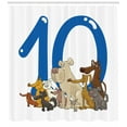 thumbnail image 3 of Number Shower Curtain, Group of Street Dogs and Puppies with Ten Together Cute Happy Pets Animals Graphic, Fabric Bathroom Set with Hooks, 69W X 75L Inches Long, Multicolor, by Ambesonne, 3 of 3