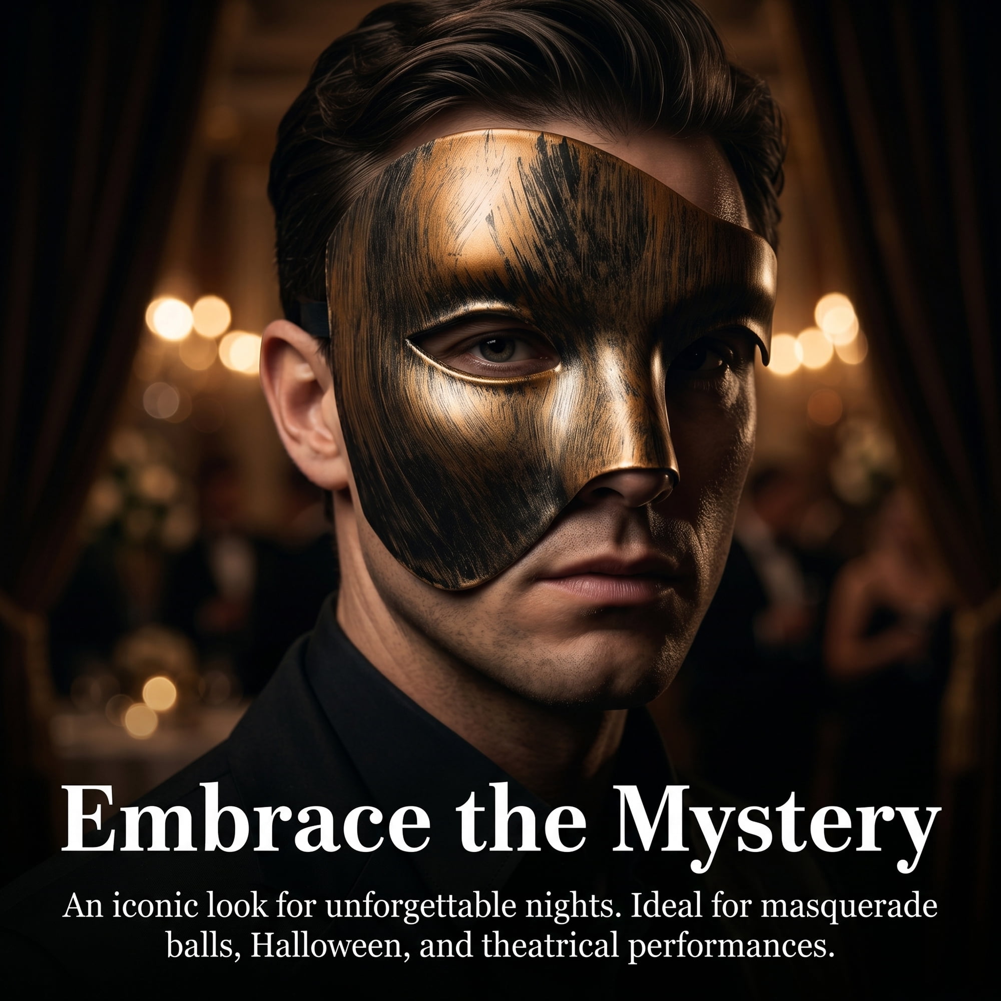 Unique Bargains Masquerade Plastic Half Face Mask for Halloween Costume Copper 7.1" x 5.1"