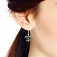thumbnail image 2 of AERAVIDA Green Malachite Ocean Turtle .925 Sterling Silver Hoop Leverback Dangle Earrings - 19mmx35mm, 2 of 5