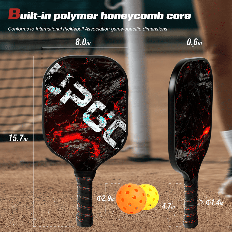 UPGO 2024 Upgraded Pickleball Paddles, Graphite Fiber Polypropylene  Honeycomb Core , Pickle Ball Set with 2 Pickle Ball Rackets, 4 Balls and  Backpack 