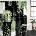 thumbnail image 3 of Shower Curtain Bathroom Set Boho Abstract Geometric Texture Waterproof Fabric Shower Curtains with Grommets&Hooks, Summer Leaves Black Green Privacy Bath Curtain for Bathtub 36x72in, 3 of 9