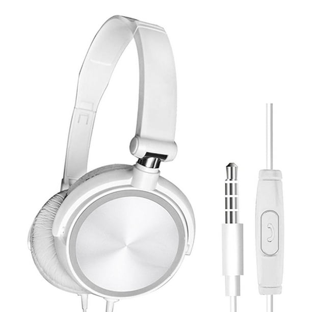 Auriculares con cable para ordenador, micrófono, graves potentes, para juegos, karaoke blanco