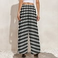 thumbnail image 3 of Black White Plaid Pants Checkerboard Print Trendy Wide Leg Pants Women Oversized Street Fashion Design Straight Trousers, 3 of 6