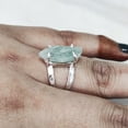 thumbnail image 3 of Natural Aquamarine Ring, Rough Aquamarine Gemstone Ring, March Birthstone, 2 Hammered Band, 925 Sterling Silver, Womens Ring, Christmas, Thanksgiving, Handmade, Statement Jewelry, Raw Gemstone Jewelry, 3 of 5