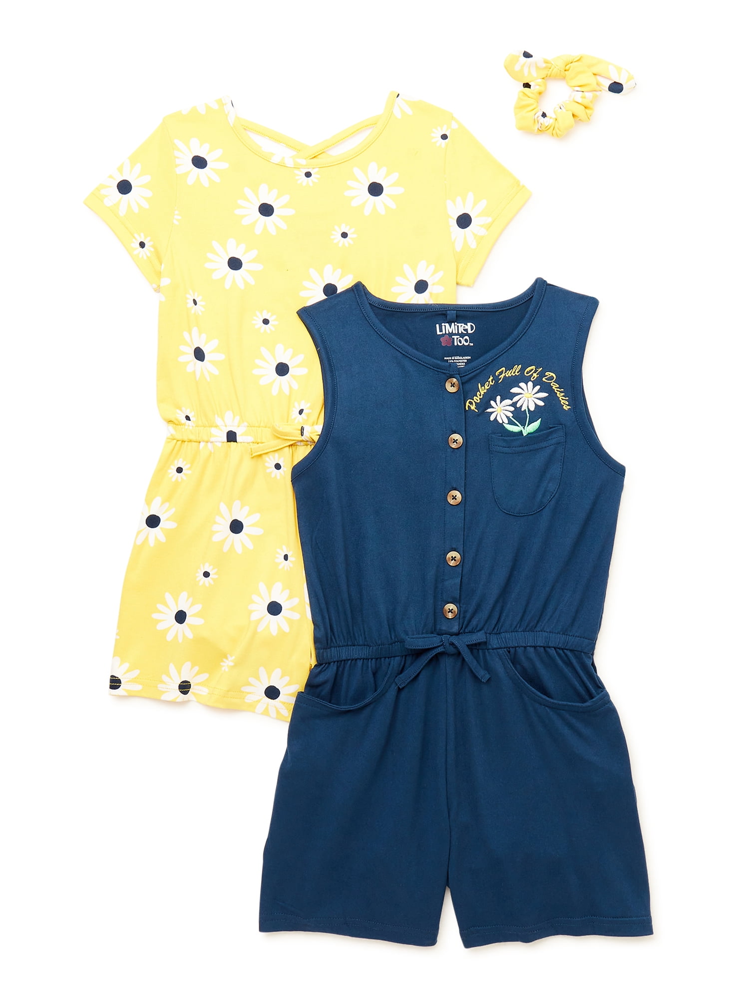 Limited Too Girls Butter-Soft-Touch Romper with Vest and Matching Headband 3-Piece Set