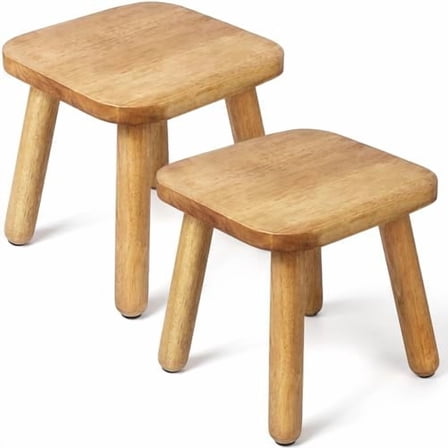 2 Pack Wooden Stool, Plant Stools, Kids Stools for Adults Step Stool for with Four Detachable and Assembled Legs(Classic 9.3inch)-Walnut$$Home Decor, Kitchen, & Other