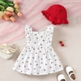 thumbnail image 6 of xfsWaSs Infant Baby Girl Dress Summer Dresses Cherry Print Bow Sleeveless Ruffle Sundress With Hat Beach Outfit For Infant Toddler 18-24 Months, 6 of 9