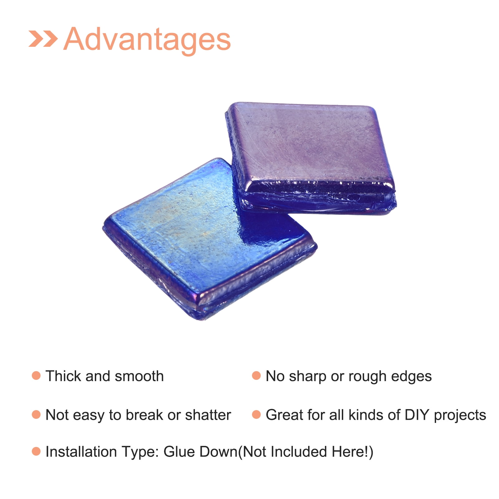 Uxcell 260Pcs Mosaic Tiles, Micro Glass Tiny Mini Mosaic Tile DIY Hobbies Handmade Crystal Free Stone Bright Navy Blue