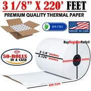 3 1/8" x 220' (50 Rolls) Thermal Paper Case POS, Cash Register (2.60" Diameter) - PRTN: 318220