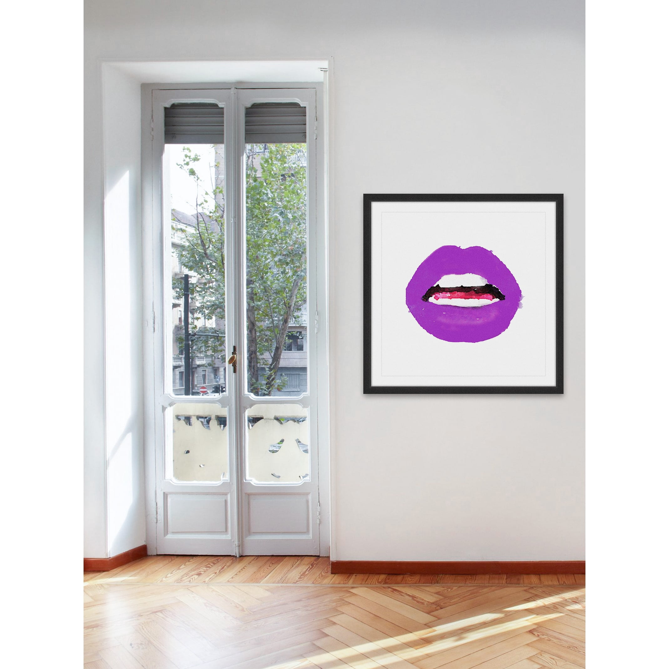 "Lips Colors Purple" Framed Painting Print