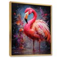 thumbnail image 2 of Designart "Flamingo Intense Fuchsia Artdeco" Animals Floater Framed Canvas Art Print, 2 of 7