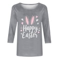 thumbnail image 4 of asdoklhq Easter Tops for Women 2026 Striped Women's Fashion Carnival Printed T-shirt 3/4 Sleeves Blouse Round Neck Casual Top Gray 3X, 4 of 7