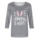 thumbnail image 2 of TaTaai Women Spring Casual T-Shirt Easter Themed Print Crew Neck Three Quarter Sleeve Loose Fit Pullover Top Ladies Daily Outdoor Street Wear Lightweight Non-See-Through Top Gift, 2 of 7