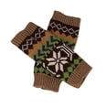 thumbnail image 6 of qolati Women Winter Knit Fingerless Gloves Ethnic Print Crochet Arm Warmers Knitted Cable Mittens Thumbhole Stretchy Wrist Sleeves, 6 of 7