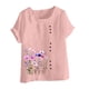 thumbnail image 2 of TaTaai Casual Printed Button Blouse, Women's Short Sleeve Linen Feel T-Shirt, Comfortable Top for All Seasons Gift, 2 of 4