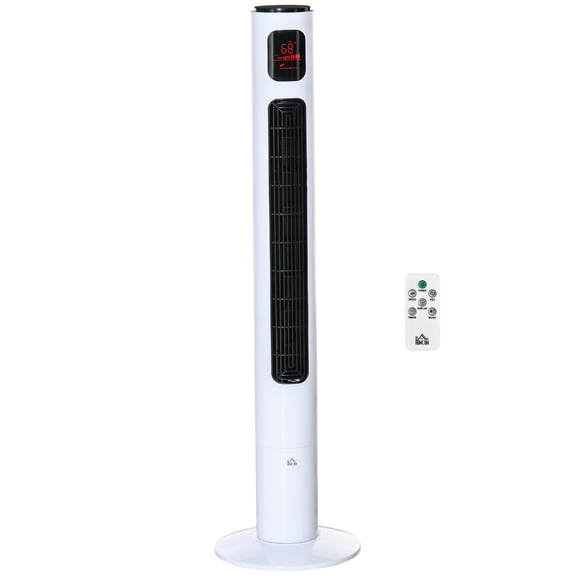 HOMCOM Ventilateur à Tour sur Pied avec Minuterie Oscillante de 12 Heures pour Rafraîchir la Maison