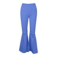 thumbnail image 3 of Qulqfy Women Flare Pants Bell Bottom Plus Size Casual Bootcut Plain Blue Pants XL, 3 of 5