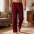 thumbnail image 3 of BRANROY Casual Plaid Pajama Pants for Men - Lounge Sleep Bottoms with Pockets Drawstring Closure Nightwear Pajamas for Men Daily Comfort Mens Casual Pants,Black L, 3 of 4